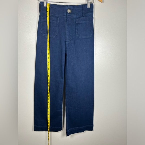 Anthropologie The Colette Crop High-Rise Wide-Leg Dark Blue Jeans by Maeve - Picture 7 of 14